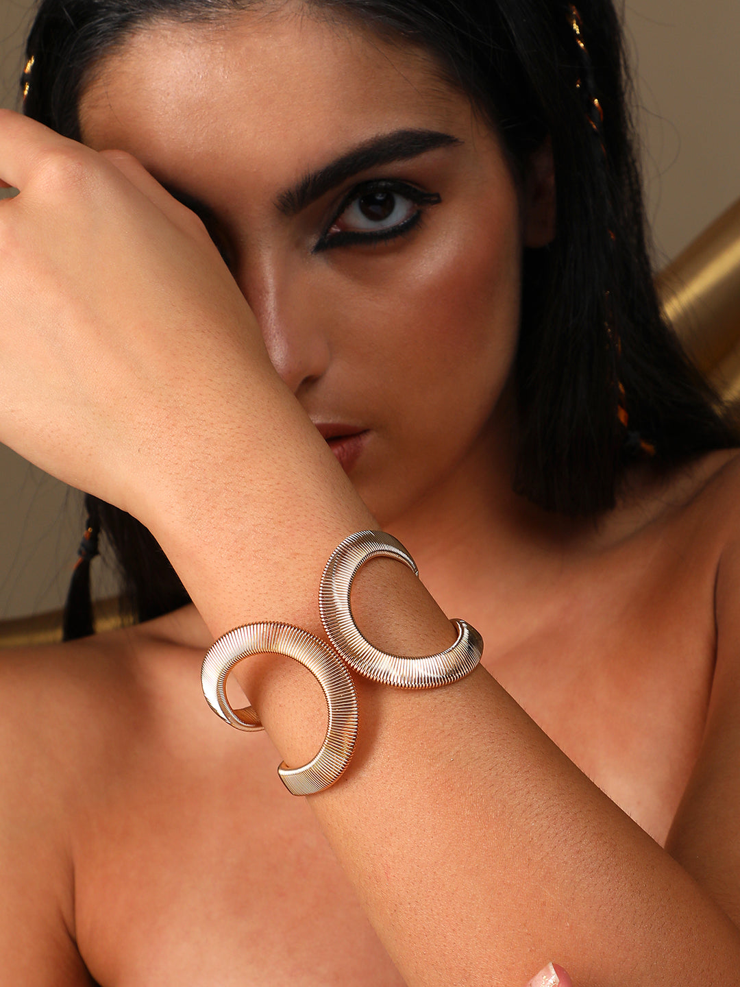 Pack Of Gold-Plated Drop Earrings & Statement Bracelet