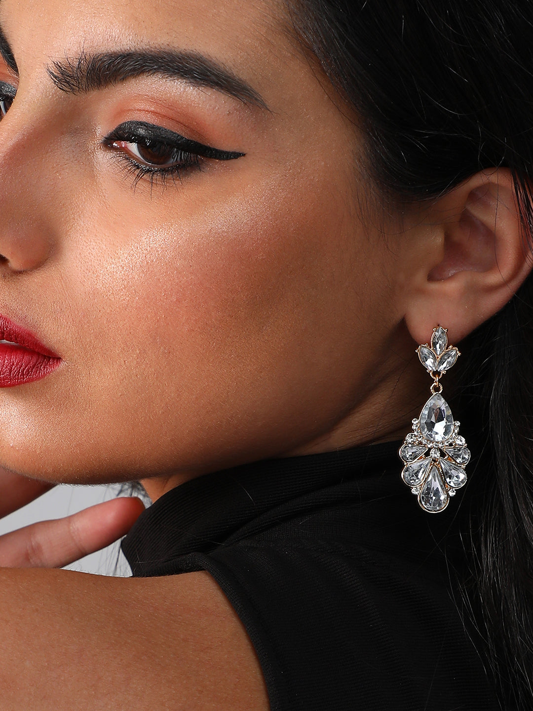 Pack Of Gold-Plated Drop Earrings & Statement Bracelet