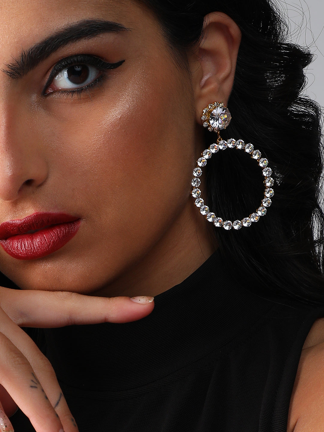 Pack Of Gold-Plated Drop Earrings & Statement Bracelet 