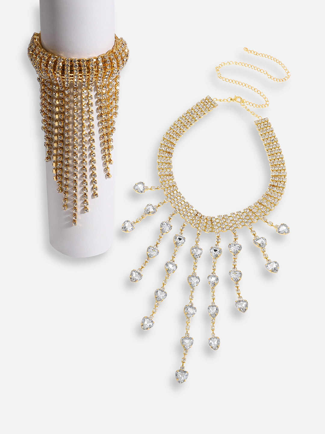 Pack Of Gold-Plated Necklace & Statement Bracelet 