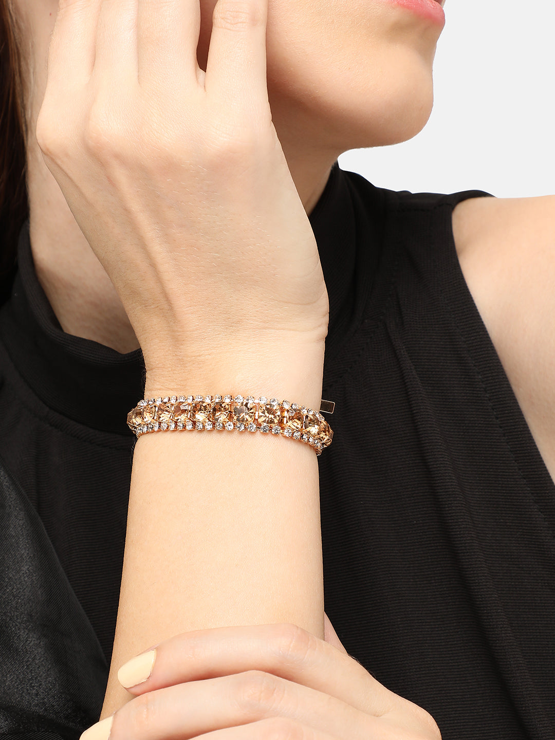 GOLD PLATED PARTY DESIGNER STONE STONE BRACELET FOR WOMEN