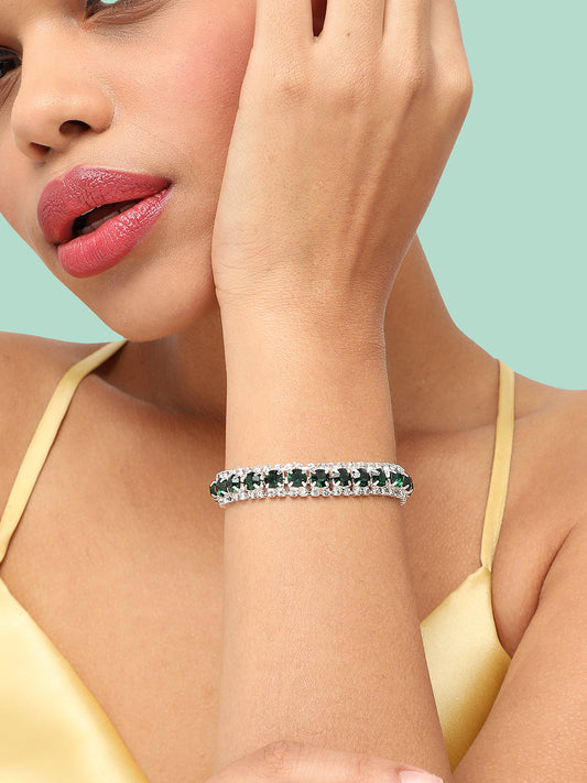 SILVER PLATED PARTY DESIGNER STONE STONE BRACELET FOR WOMEN