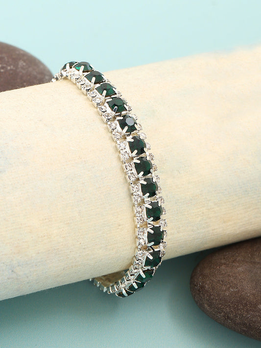 SILVER PLATED PARTY DESIGNER STONE STONE BRACELET FOR WOMEN