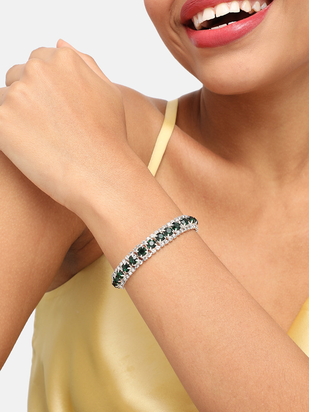 SILVER PLATED PARTY DESIGNER STONE STONE BRACELET FOR WOMEN