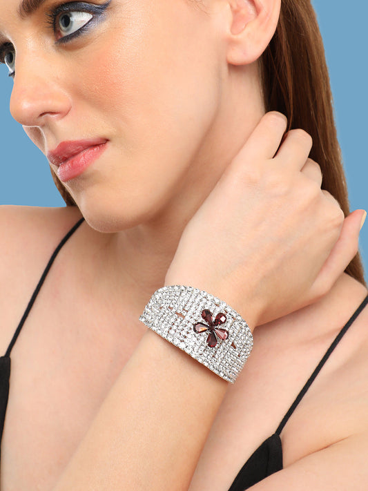 SILVER PLATED PARTY DESIGNER STONE STONE BRACELET FOR WOMEN