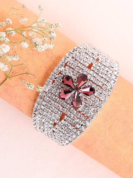 SILVER PLATED PARTY DESIGNER STONE STONE BRACELET FOR WOMEN