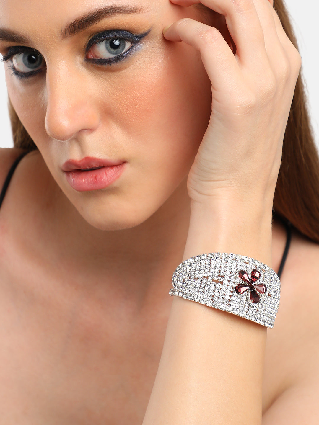 SILVER PLATED PARTY DESIGNER STONE STONE BRACELET FOR WOMEN