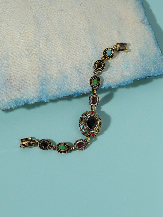 GOLD PLATED DESIGNER STONE BRACELET