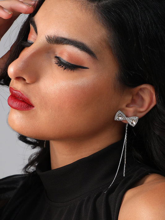 Silver Plated Designer Stone Casual Drop Earring