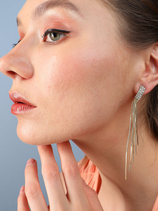 Gold Plated Designer Stone Party Drop Earring