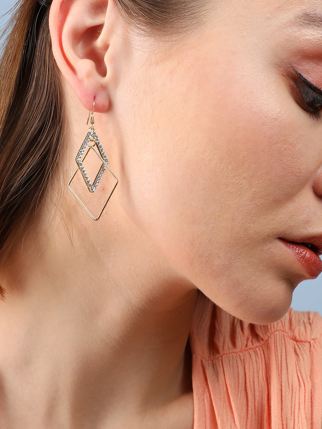 Gold Plated Designer Stone Casual Drop Earring