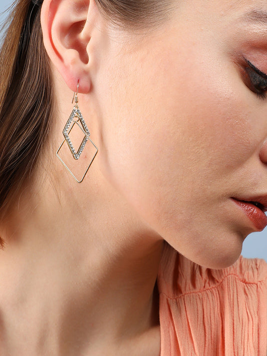 Gold Plated Designer Stone Casual Drop Earring