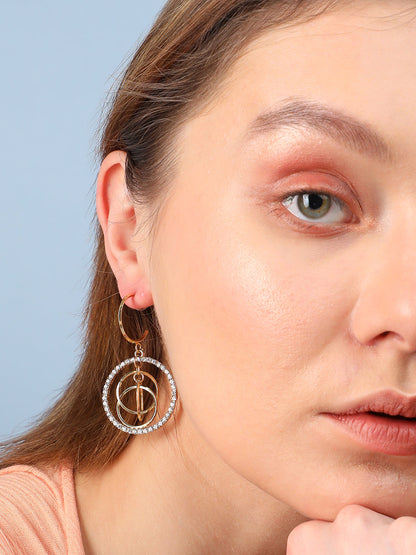 Gold Plated Designer Stone Party Drop Earring