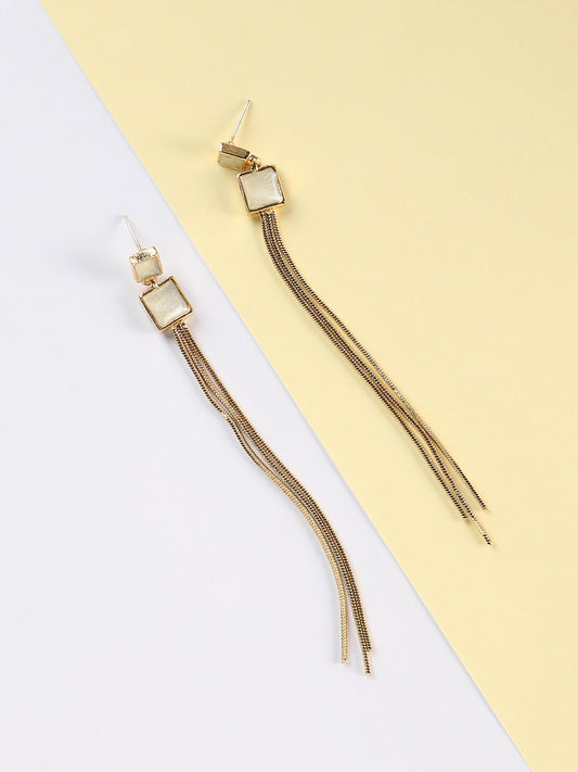 Gold Plated Designer Stone Casual Drop Earring