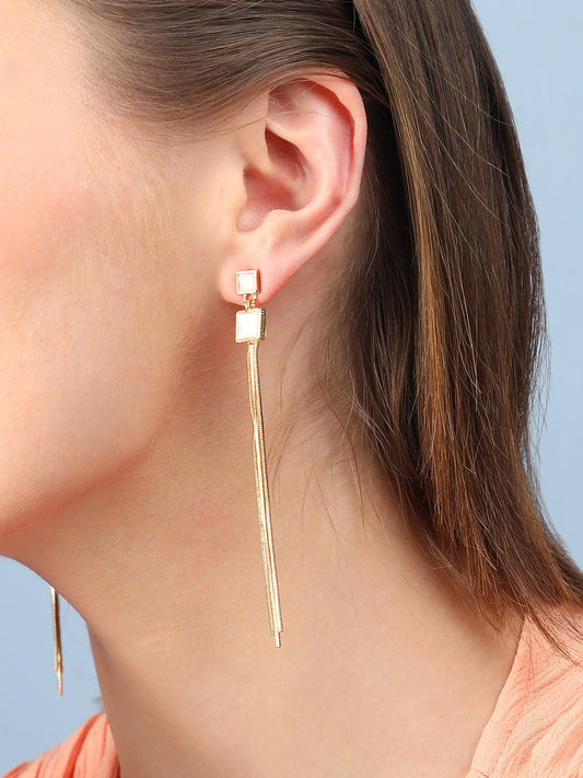 Gold Plated Designer Stone Casual Drop Earring