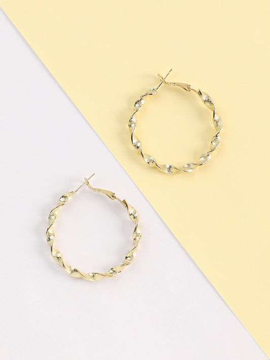 Gold Plated Designer Stone Casual Hoop Earring
