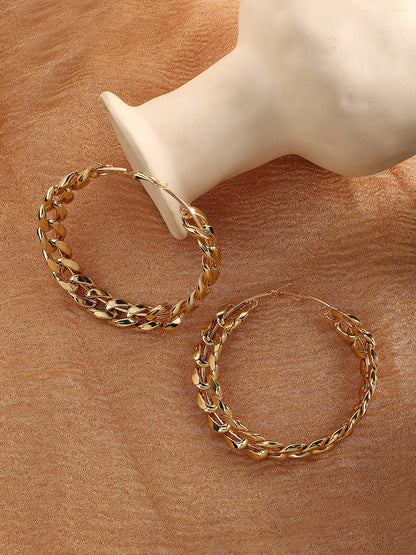 Gold Plated Designer Stone Casual Hoop Earring