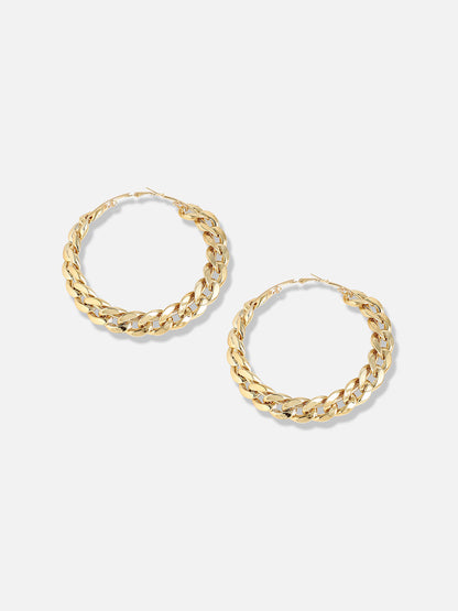 Gold Plated Designer Stone Casual Hoop Earring