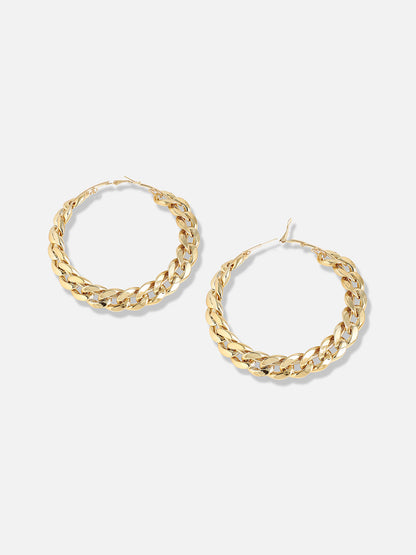 Gold Plated Designer Stone Casual Hoop Earring