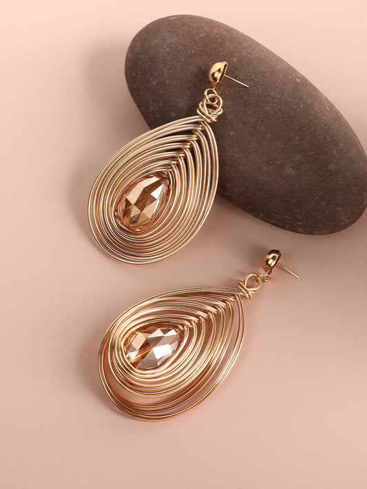 Gold Plated Designer Stone Party Drop Earring