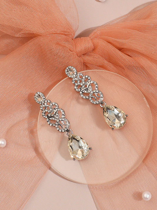 Silver Plated Designer Stone Party Drop Earring
