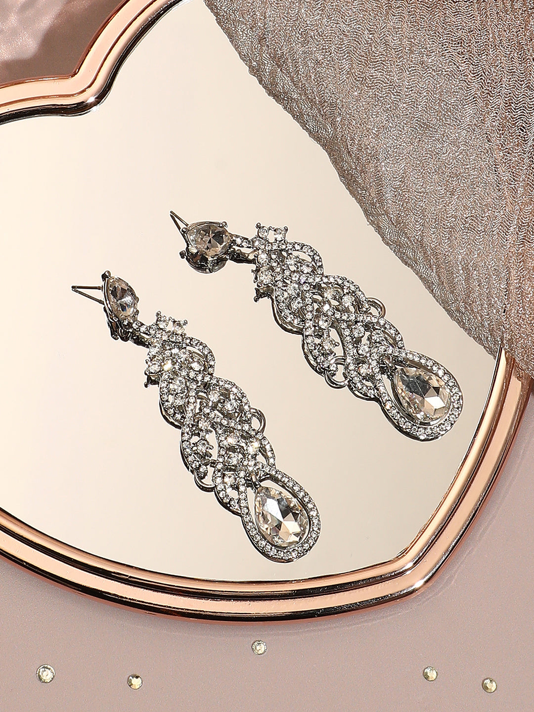 Silver Plated Designer Stone Party Drop Earring