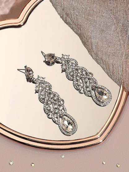 Silver Plated Designer Stone Party Drop Earring
