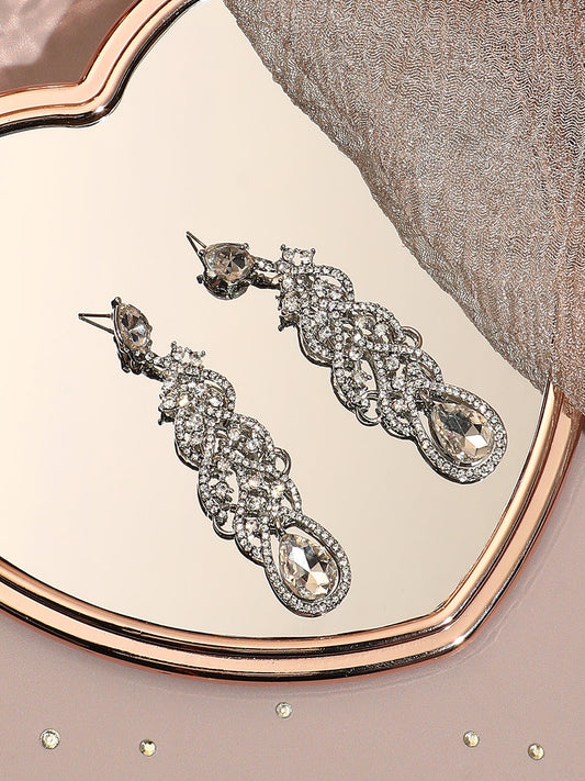 Silver Plated Designer Stone Party Drop Earring