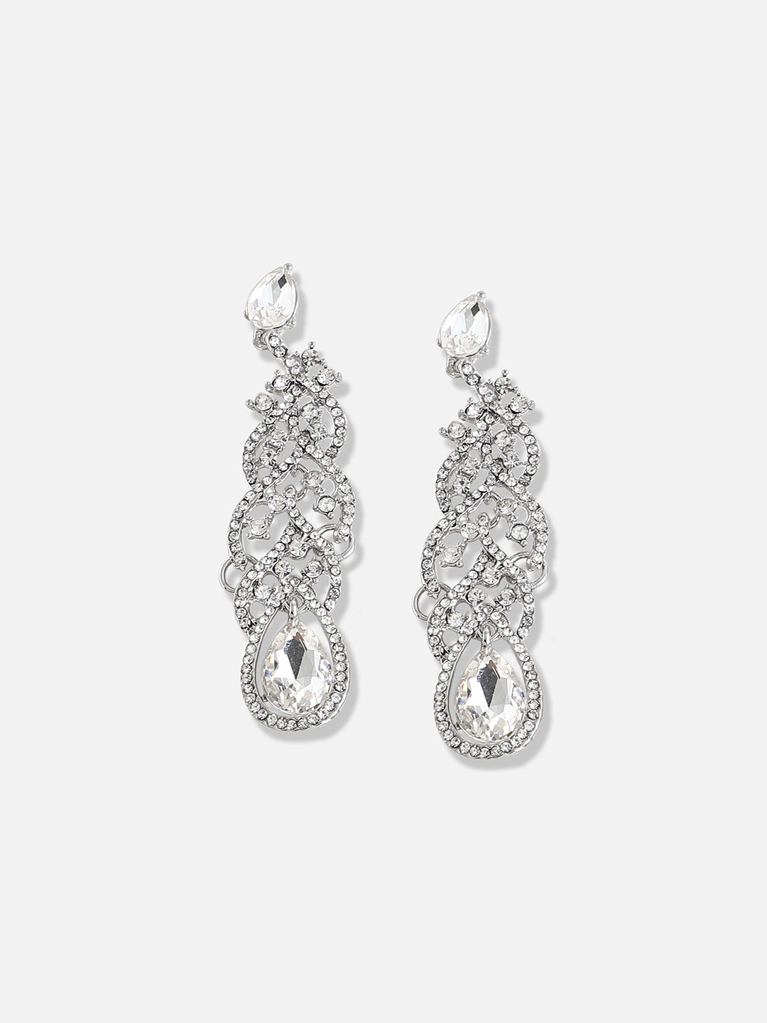 Silver Plated Designer Stone Party Drop Earring