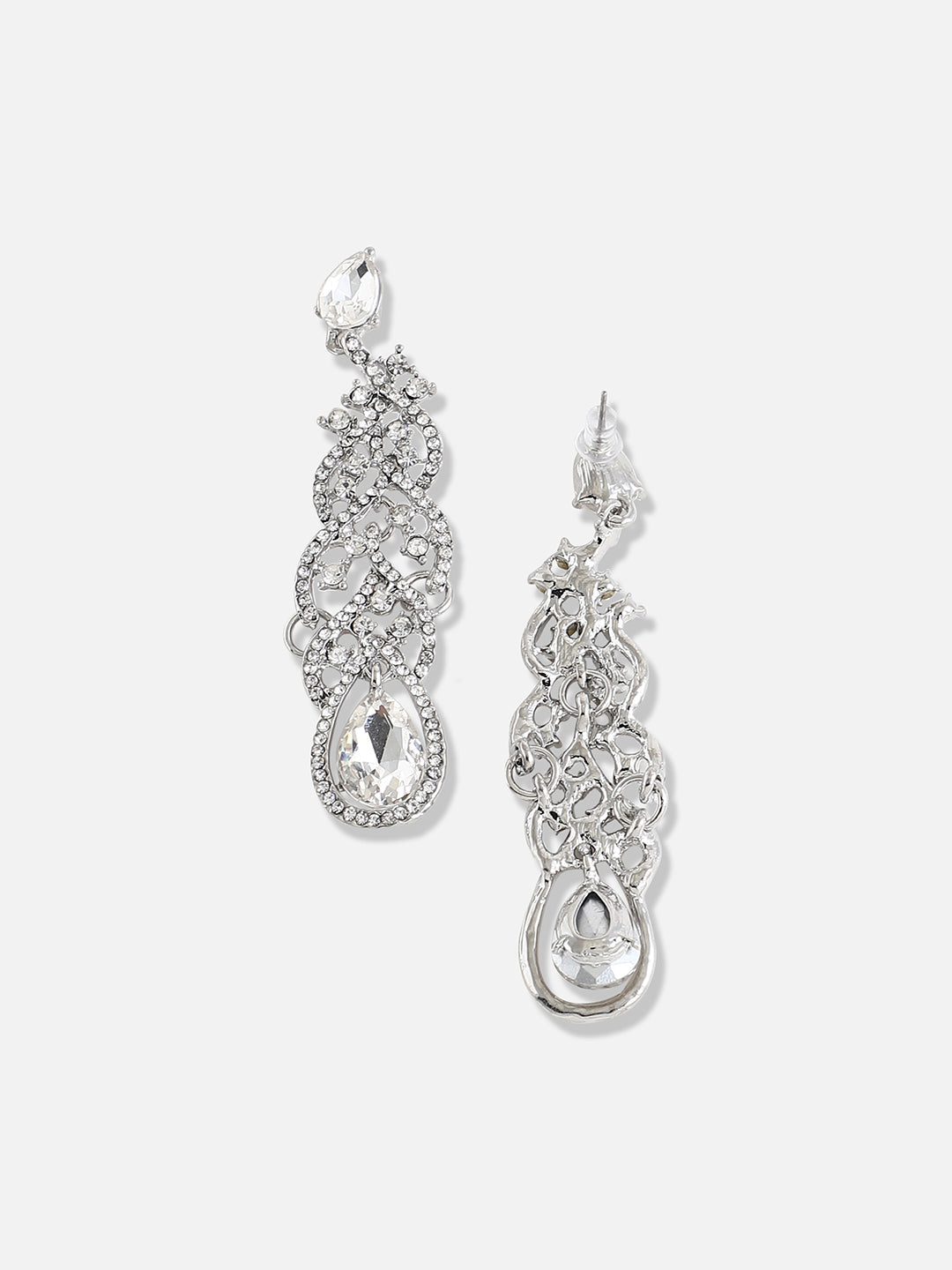 Silver Plated Designer Stone Party Drop Earring
