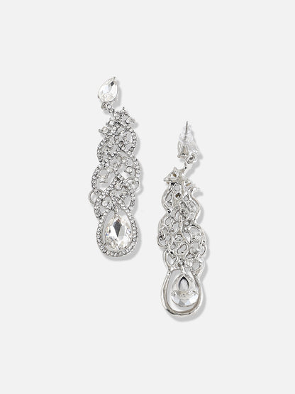 Silver Plated Designer Stone Party Drop Earring