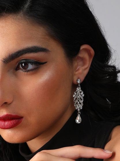 Silver Plated Designer Stone Party Drop Earring