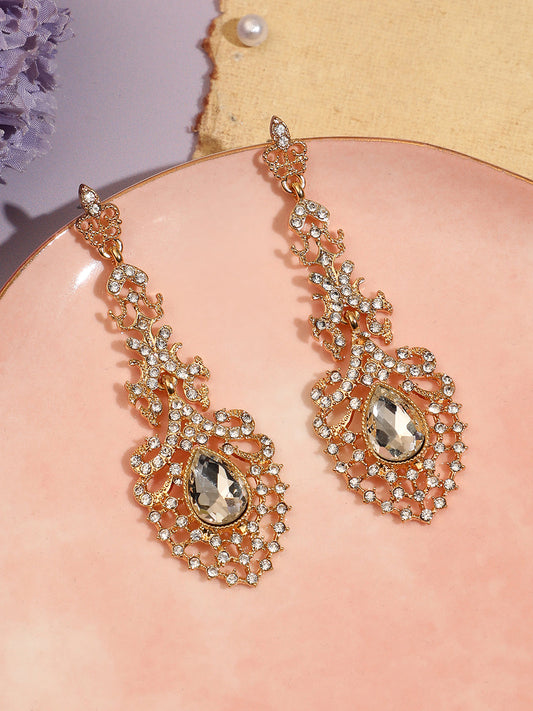 Silver Plated Designer Stone Party Drop Earring