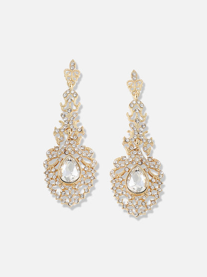 Silver Plated Designer Stone Party Drop Earring