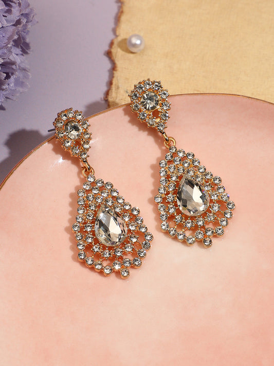 Gold Plated Designer Stone Party Drop Earring