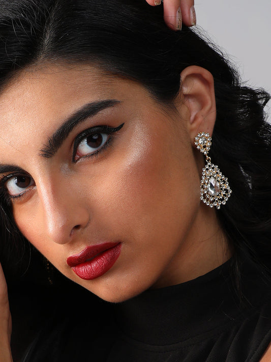 Gold Plated Designer Stone Party Drop Earring