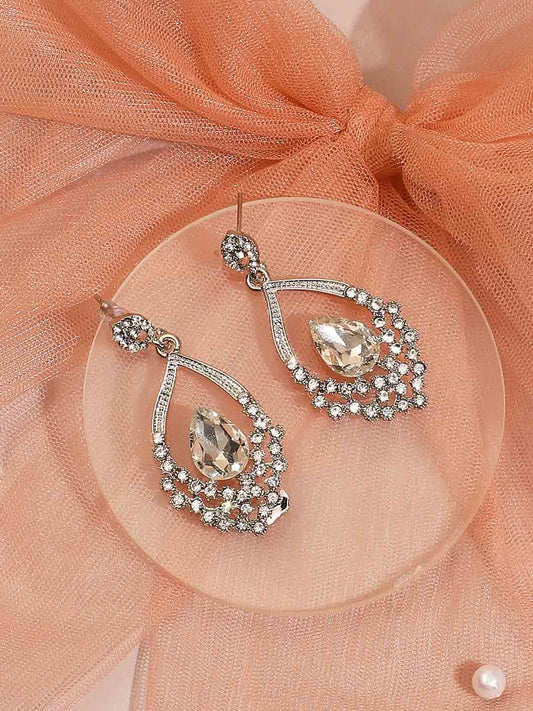 Silver Plated Designer Stone Party Drop Earring