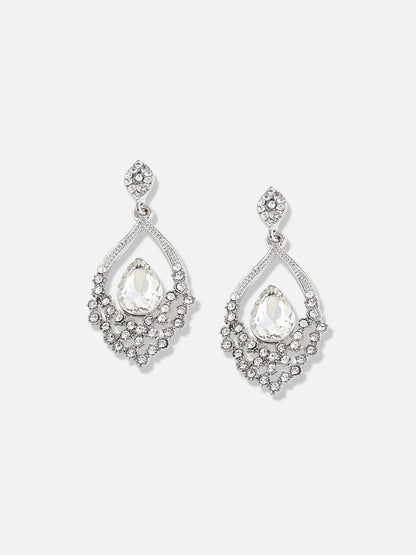 Silver Plated Designer Stone Party Drop Earring