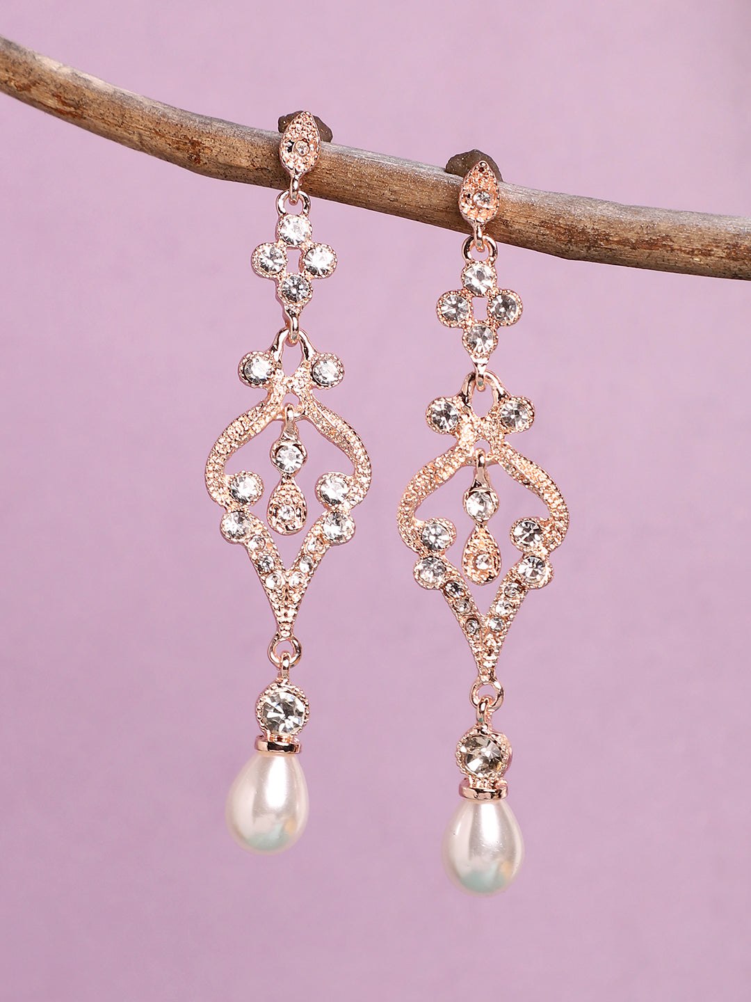 Gold Plated Designer Stone Party Drop Earring