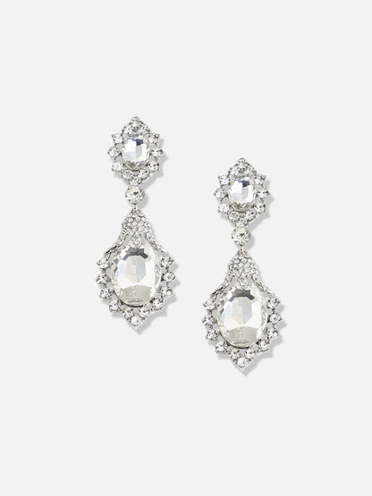 Silver Plated Designer Stone Party Drop Earring