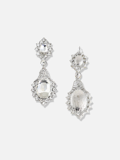 Silver Plated Designer Stone Party Drop Earring
