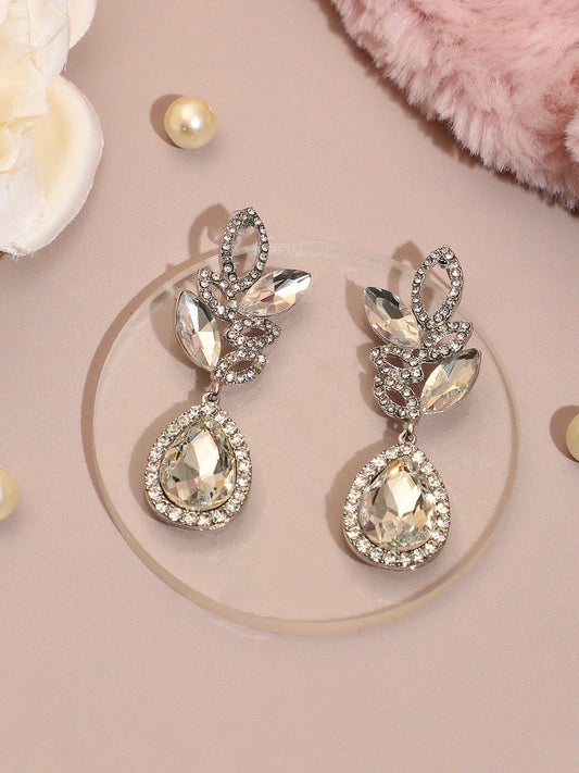 Silver Plated Designer Stone Party Drop Earring