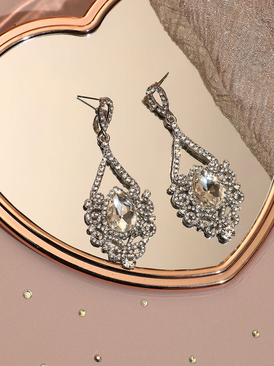 Silver Plated Designer Stone Casual Drop Earring