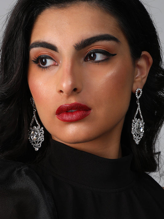 Silver Plated Designer Stone Casual Drop Earring