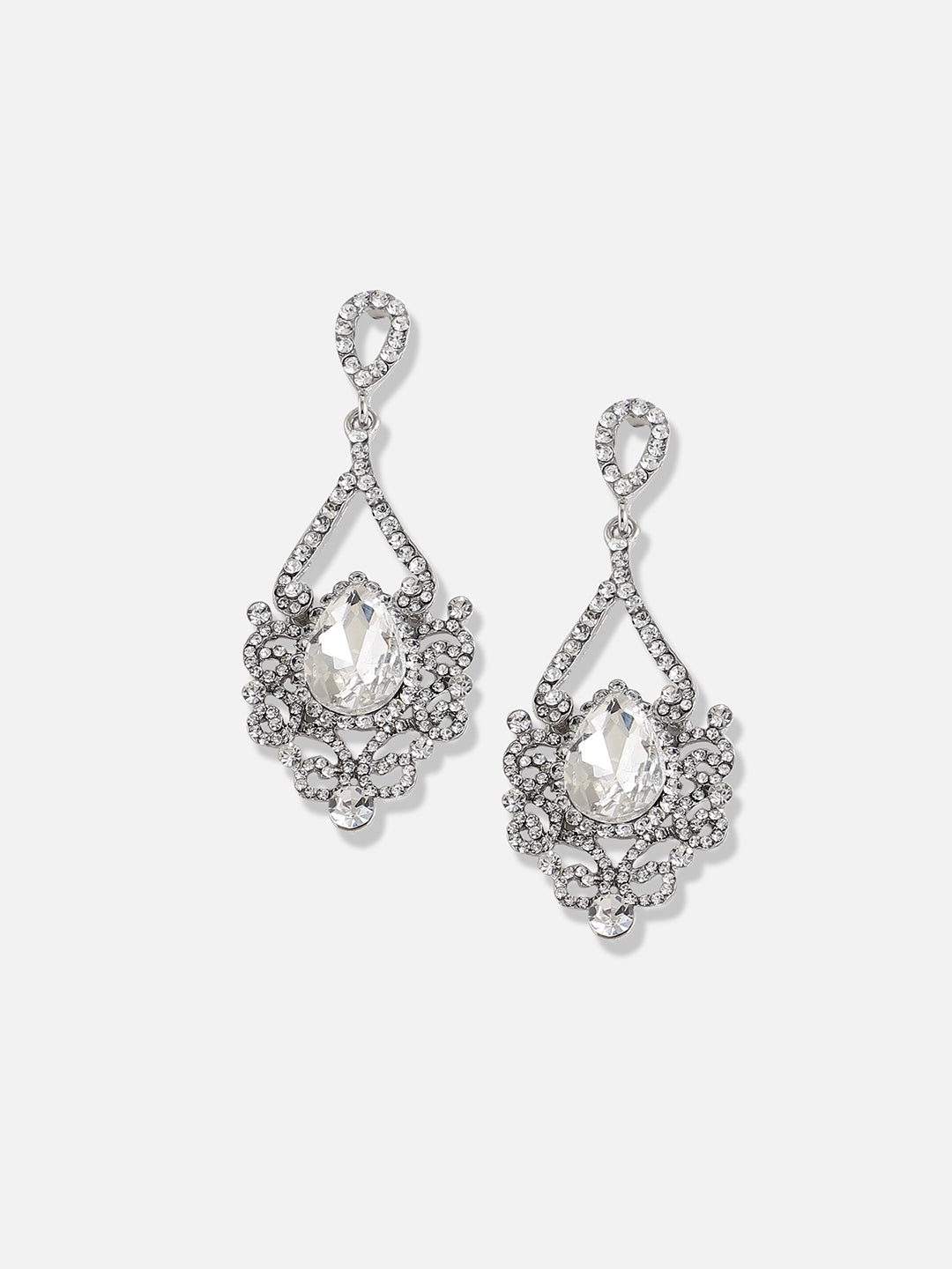 Silver Plated Designer Stone Casual Drop Earring