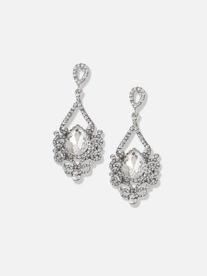 Silver Plated Designer Stone Casual Drop Earring