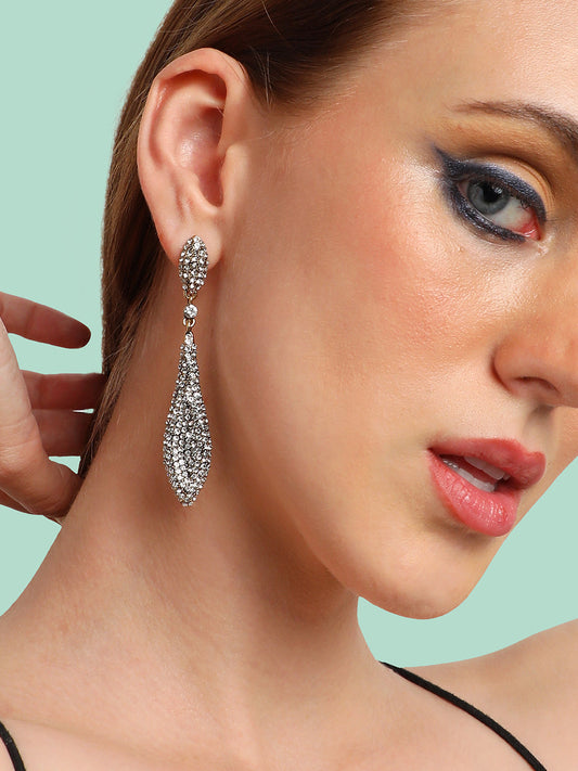 GOLD PLATED PARTY DESIGNER STONE DROP EARRING FOR WOMEN