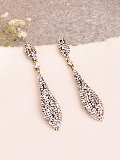 GOLD PLATED PARTY DESIGNER STONE DROP EARRING FOR WOMEN