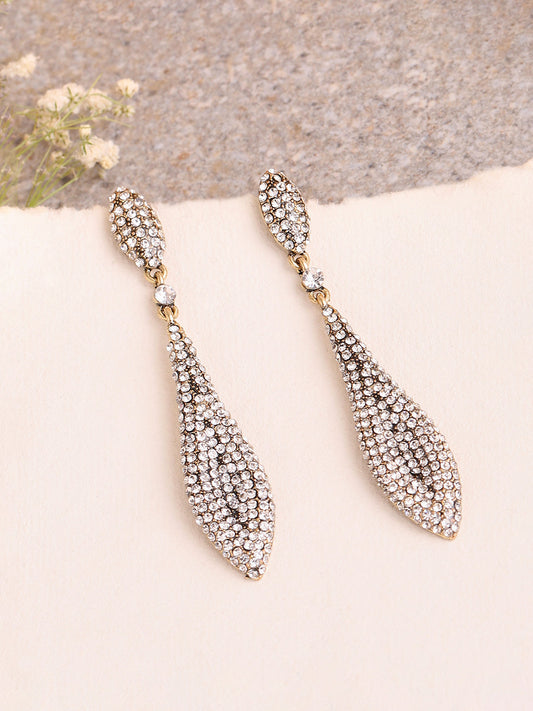 GOLD PLATED PARTY DESIGNER STONE DROP EARRING FOR WOMEN