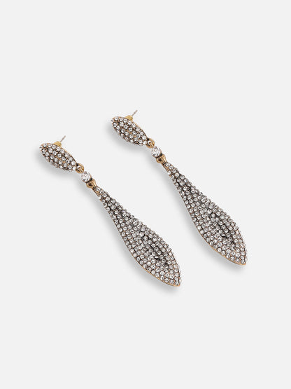 GOLD PLATED PARTY DESIGNER STONE DROP EARRING FOR WOMEN